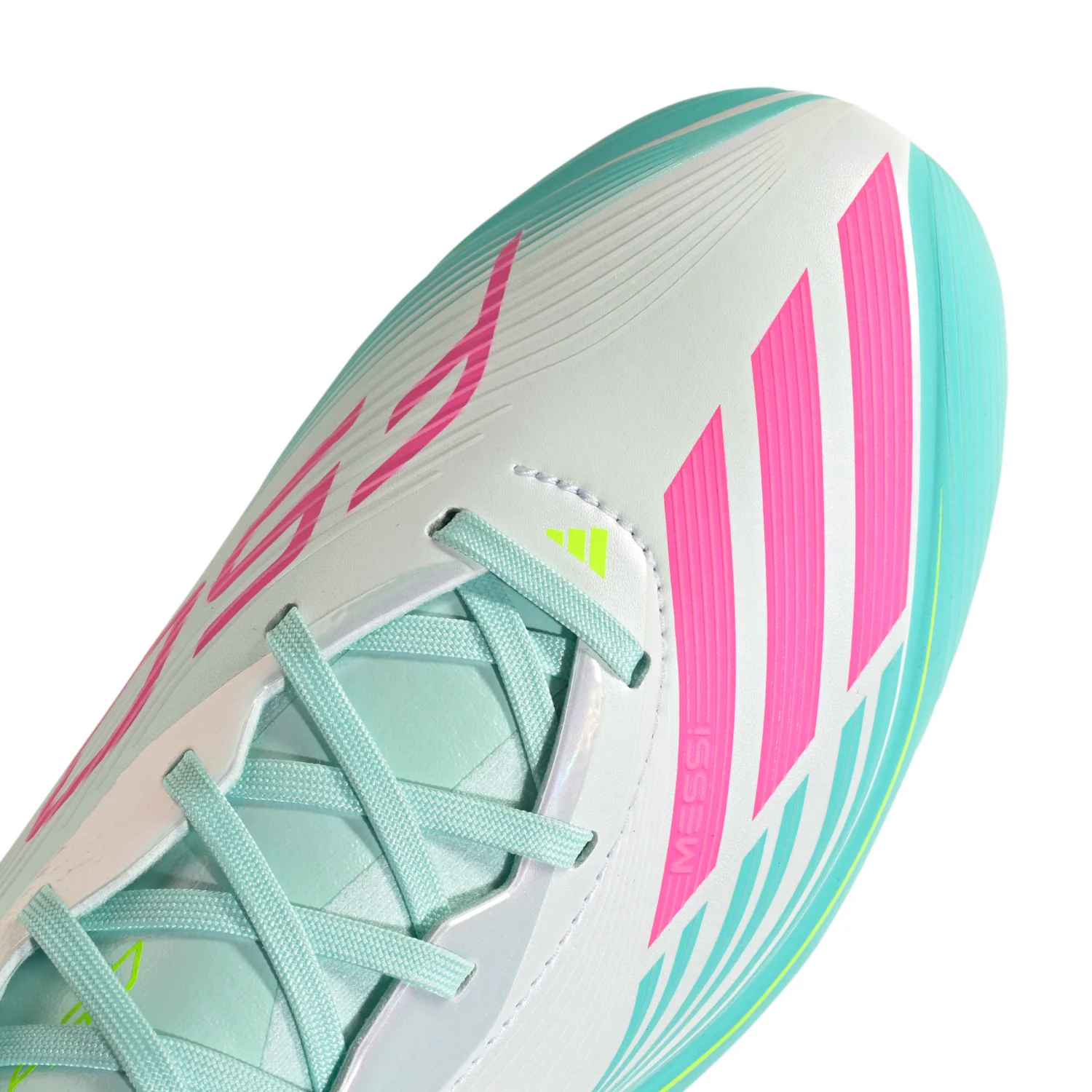 F50 Elite FG ‘Messi’ - Cloud White/Lucid Pink/Flash Aqua - Image 3