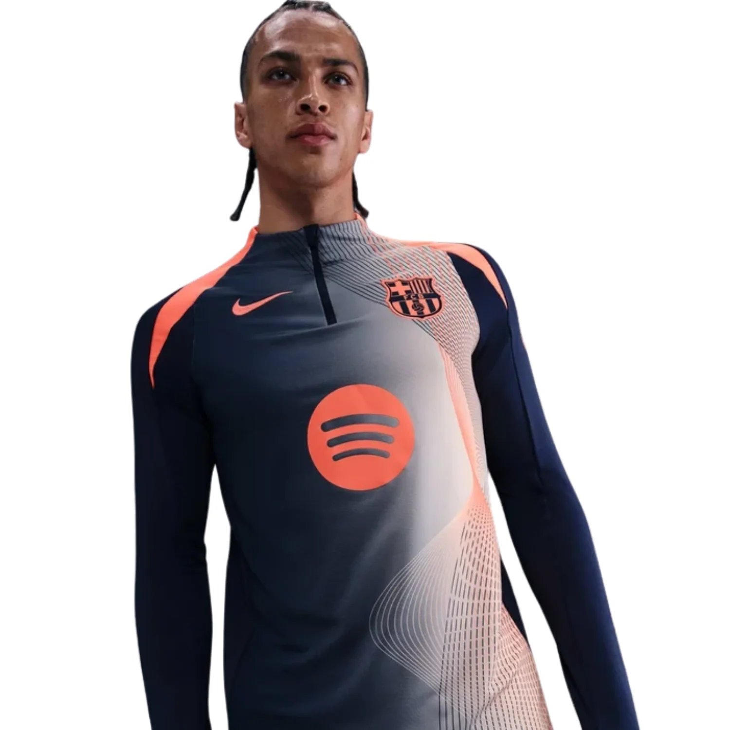 FC Barcelona Pre-match Drill Top 25/26 - Midnight Navy/Bright Mango