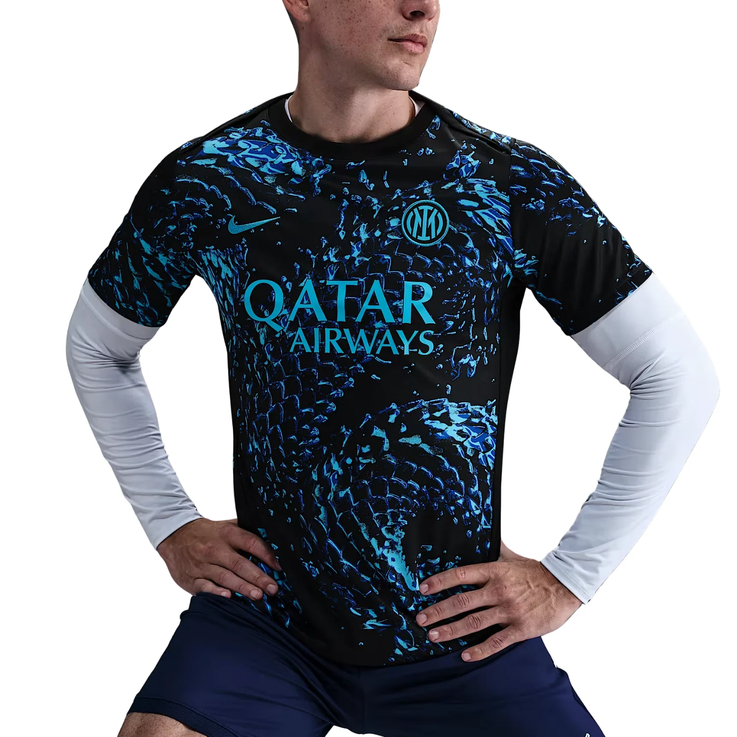 Inter Milan Pre-Match Shirt 25/26 - Chlorine Blue/Black/Chlorine Blue - Image 3