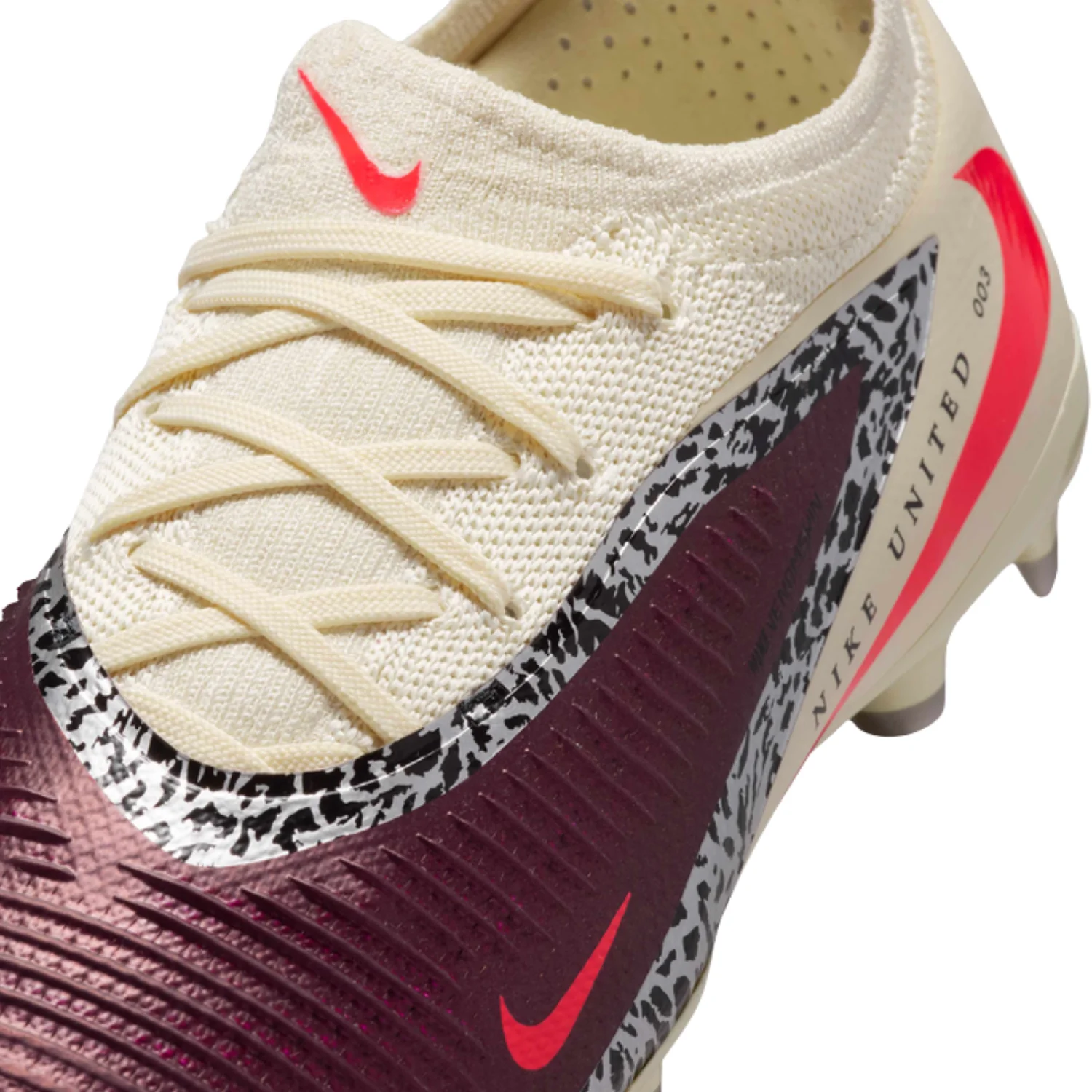 Jr Phantom 6 Low Pro FG NU 3 - Burgundy Crush/Fossil/University Red - Image 3