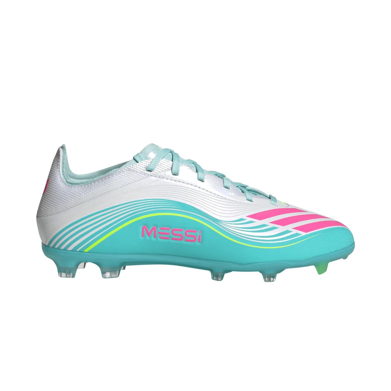 Kids F50 Elite FG ‘Messi’ - Cloud White/Lucid Pink/Flash Aqua