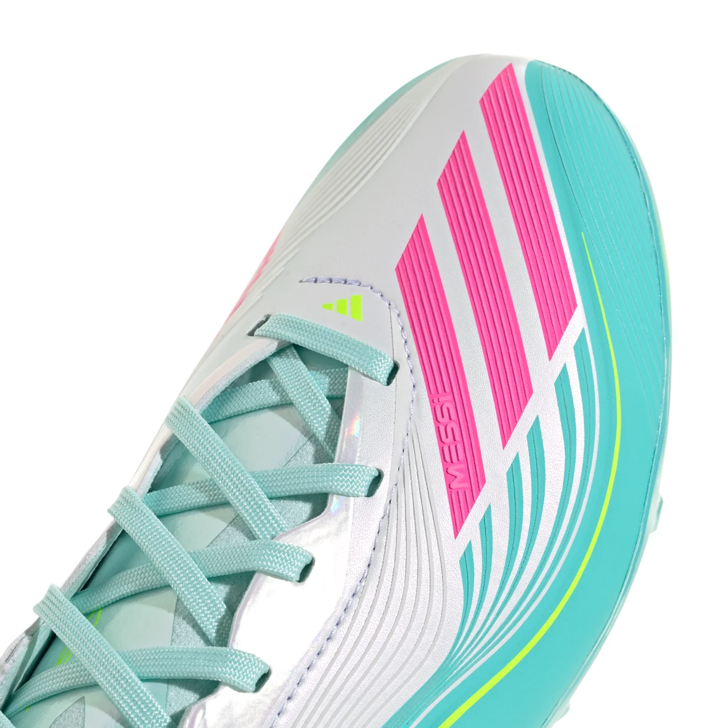 Kids F50 Elite FG ‘Messi’ - Cloud White/Lucid Pink/Flash Aqua - Image 3