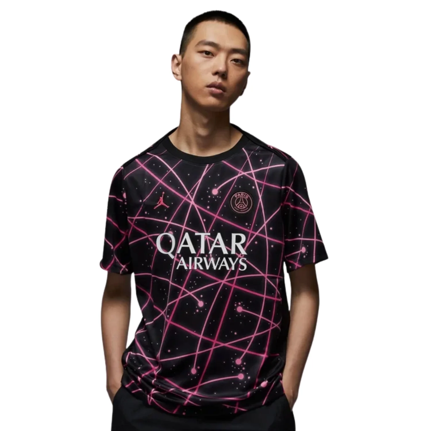 Paris Saint Germain Pre-Match Shirt 25/26 - Black/Sunset Pulse/Digital Pink/Sunset Pulse